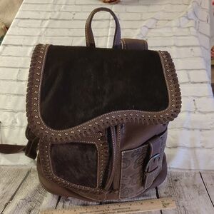 Trinity Ranch Tan Leather Backpack By Montana West